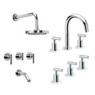 COMBO Grifería Peirano para Lavatorio Adra + Grifería Peirano para Ducha Adra + Grifería Peirano para Bidet Adrav