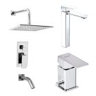 COMBO  Grifería para Lavatorio Monocomando Pico Alto Soria + Grifería Peirano Monocomando para Bidet Soria + Grifería Peirano Monocomando para Ducha de Embutir Soria