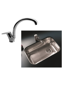 COMBO Grif fv 423/m4 cr monocomando cocina pico movil alto compact + Pileta acero 430 simple zz52/18 52x32x18 p43zz52/18s