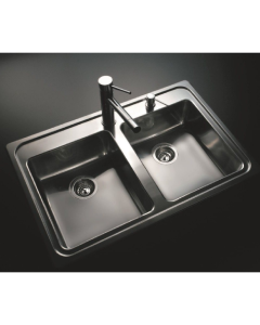 Pileta para Cocina Doble Quadra Q84 AD con Orificio para Dosificador 83.8x55.9x17.5