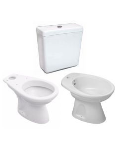 Conjunto de baño 3 piezas Inodoro Largo Italiana + Deposito de Apoyar Italiana + Bidet Italiana 1 Agujero