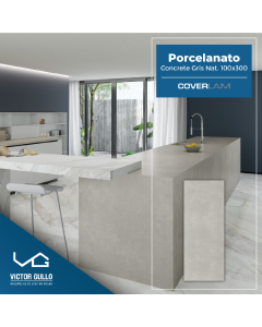 Porcelanato Coverlam 100x300 Concrete Gris Natural 10.5mm