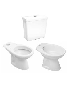 CONJUNTO Inodoro Largo Italiana + Deposito de Apoyar Italiana + Bidet Italiana 1 Agujero