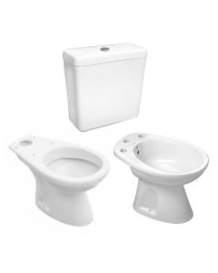 CONJUNTO Inodoro Largo Italiana + Deposito de Apoyar Italiana + Bidet Italiana 3 Agujeros