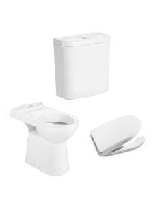 CONJUNTO Inodoro Largo Access Alto para Discapacitados + Deposito de Apoyar Access para Discapacitados + Tapa de Asiento Inodoro Access