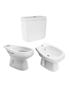 CONJUNTO Inodoro Largo Monaco + Deposito  Monaco Doble Descarga  + Bidet Monaco 1 Agujero
