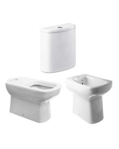 CONJUNTO Inodoro Largo Dama Senso + Deposito de Apoyar Dama Senso + Bidet Dama Senso 1 Agujero