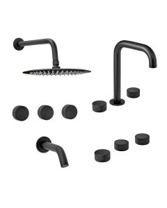 COMBO Grifería Peirano para Lavatorio Fabric Black + Grifería Peirano para Bidet Fabric Black  + Grifería Peirano para Ducha Fabric Black