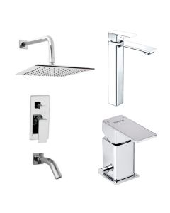 COMBO Grifería para Lavatorio Monocomando Pico Alto Soria + Grifería Peirano Monocomando para Bidet Soria + Grifería Peirano Monocomando para Ducha de Embutir Soria